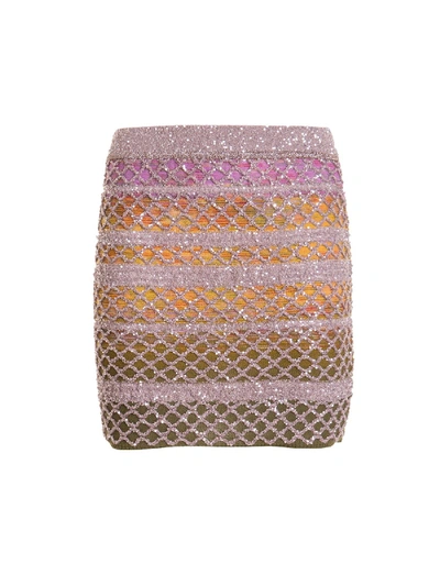 Shop Missoni Sequin Embellished Open Knit Mesh Mini Skirt In Multi