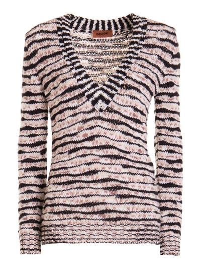 Shop Missoni Striped Wool Blend Sweater In Multi