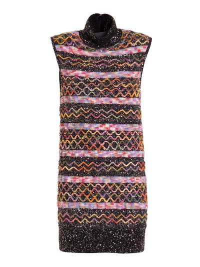 Shop Missoni Sequin Embellished Wool Blend Mini Dress In Multi