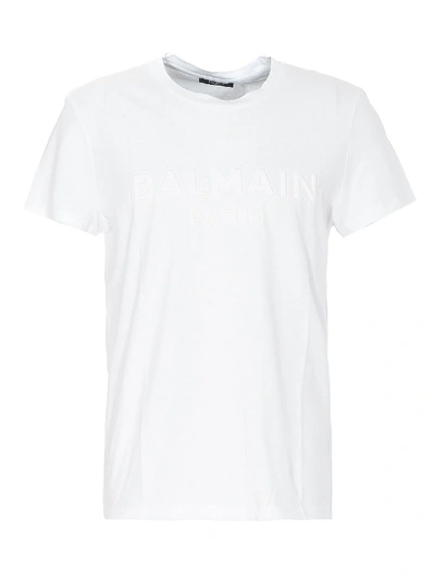 Shop Balmain Logo Lettering T-shirt In White