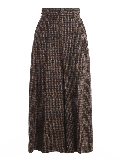 Shop Dolce & Gabbana Wide Leg Cropped Trousers In Brown