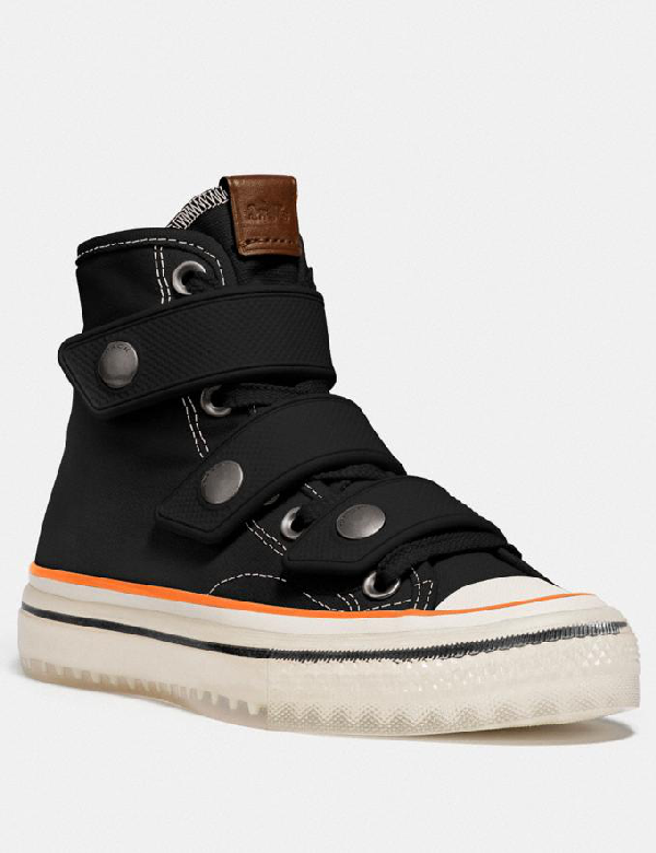 coach high top button up sneaker