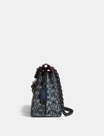 Shop Coach Parker With Rivets And Snakeskin Detail In Pewter/tan Lake Multi