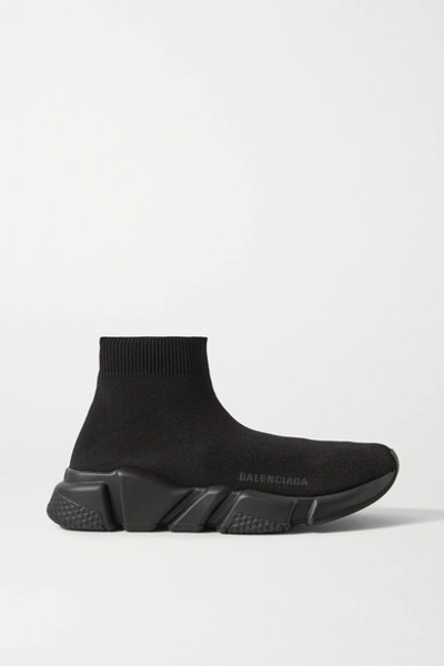 Shop Balenciaga Speed Stretch-knit High-top Sneakers In Black