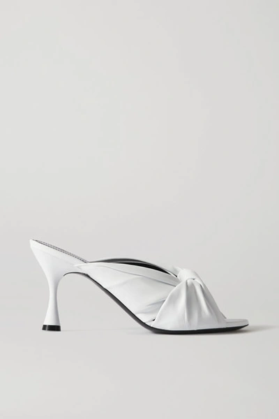 Shop Balenciaga Drapy Knotted Leather Mules In White