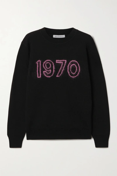 Shop Bella Freud 1970 Glow Intarsia Wool-blend Sweater In Black