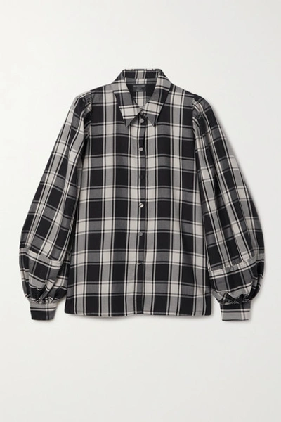Shop Mother Of Pearl Tegan Checked Lyocell Shirt In Black