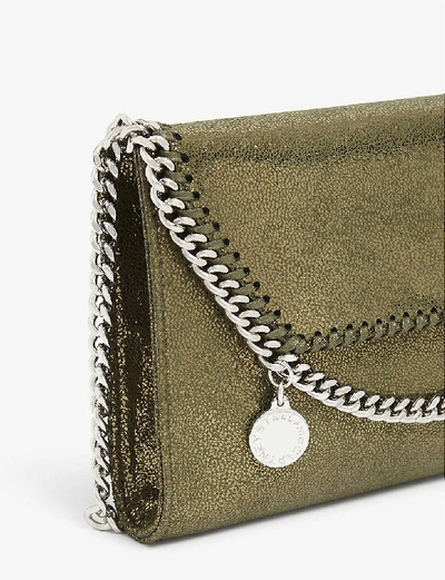 Shop Stella Mccartney Falabella Vegan Leather Pouch In Khaki