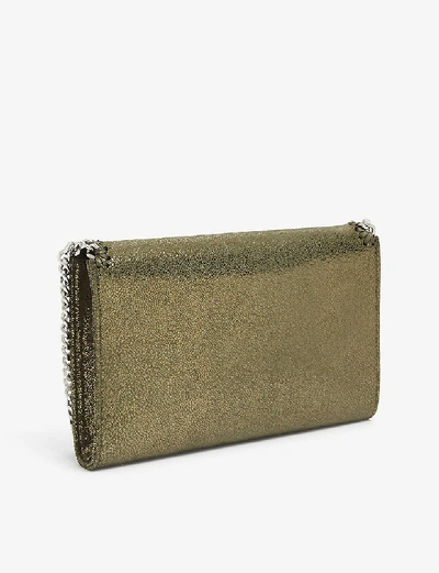 Shop Stella Mccartney Falabella Vegan Leather Pouch In Khaki