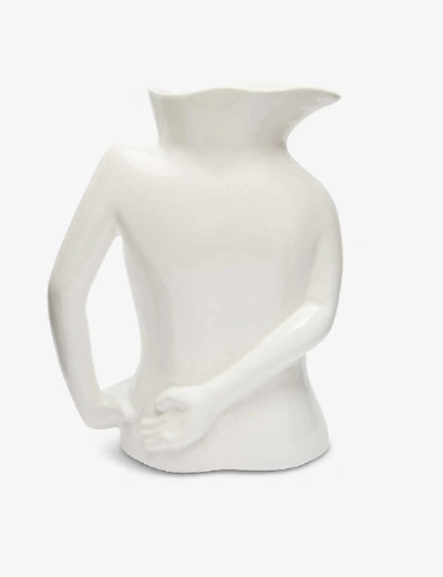 Shop Anissa Kermiche Jugs Ceramic Jug 28cm In White Shiny