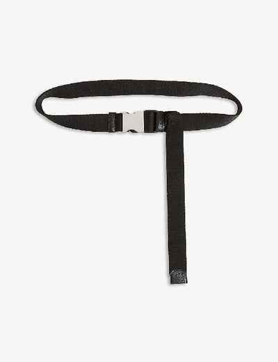 Shop Prada Engraved Buckle Nylon Belt In Black