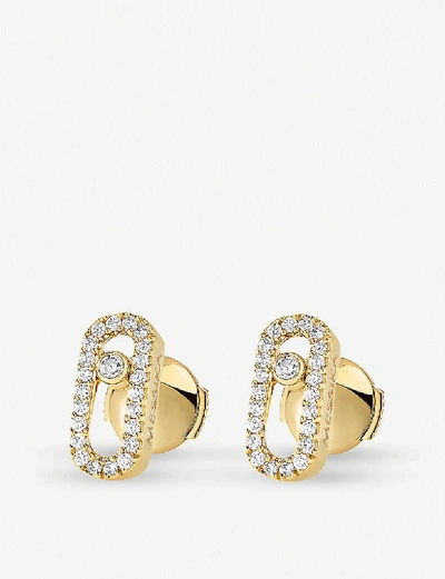 Shop Messika Women's Yellow Move Uno 18ct Yellow-gold And Diamond-set Stud Earrings