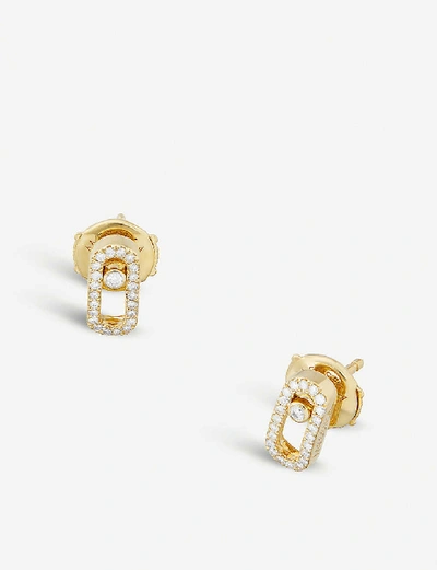 Shop Messika Women's Yellow Move Uno 18ct Yellow-gold And Diamond-set Stud Earrings