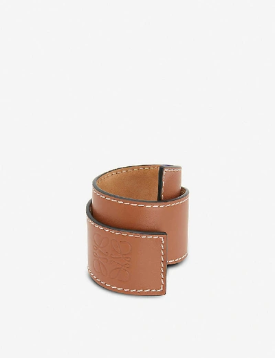 Shop Loewe Womens Tan Small Leather Slap Bracelet