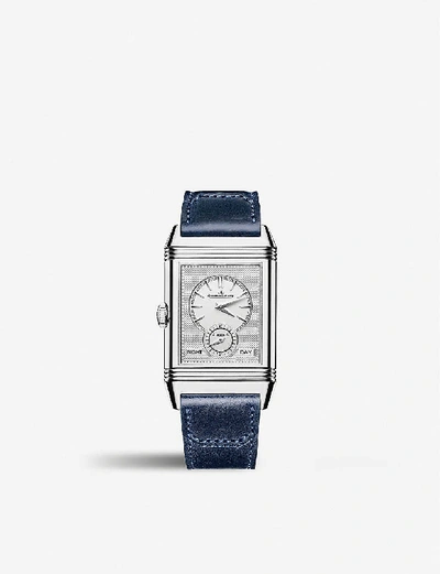Shop Jaeger-lecoultre Q3988482 Reverso Tribute Duoface Stainless Steel And Leather Watch In Silver