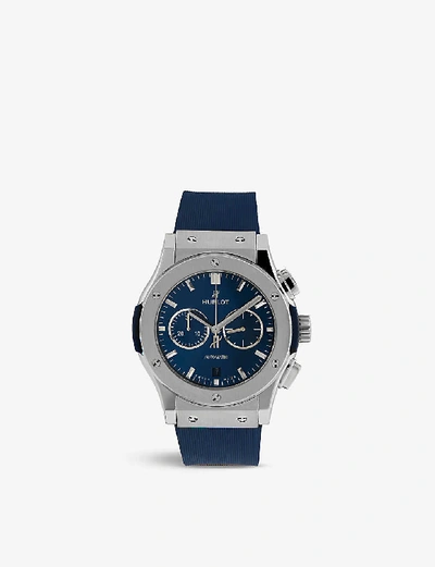 Shop Hublot Women's Blue 541.nx.7170.lr Classic Fusion Titanium And Rubber Automatic Watch