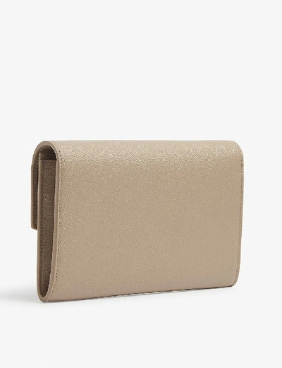 Shop Saint Laurent Uptown Monogram Leather Wallet-on-chain In Dark+beige