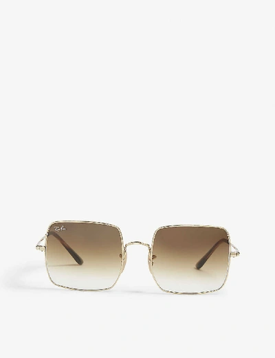 Shop Ray Ban Ray-ban Women's Gold Rb1971 Square-frame Sunglasses