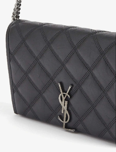 Shop Saint Laurent Becky Quilted Leather Wallet-on-chain