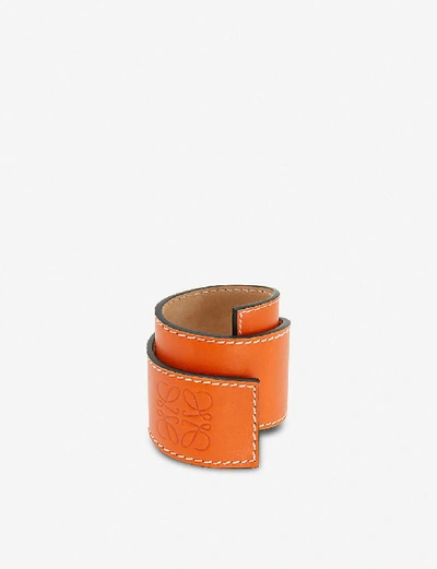 Shop Loewe Women's Orange Small Leather Slap Bracelet
