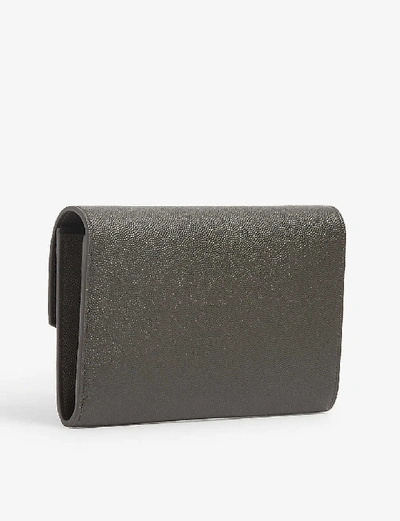 Shop Saint Laurent Uptown Monogram Leather Wallet-on-chain In Pebble+grey