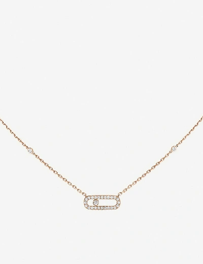 Shop Messika Women's Pink Move Uno 18ct Pink-gold And Diamond Necklace