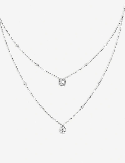 Shop Messika Women's White My Twin 18ct White-gold And Diamond Necklace