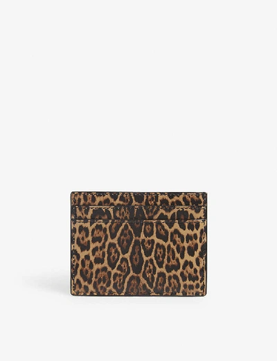 Shop Saint Laurent Leopard-print Leather Card Holder