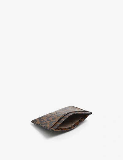 Shop Ganni Leopard-print Leather Card Holder