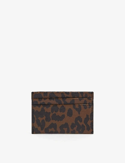 Shop Ganni Leopard-print Leather Card Holder