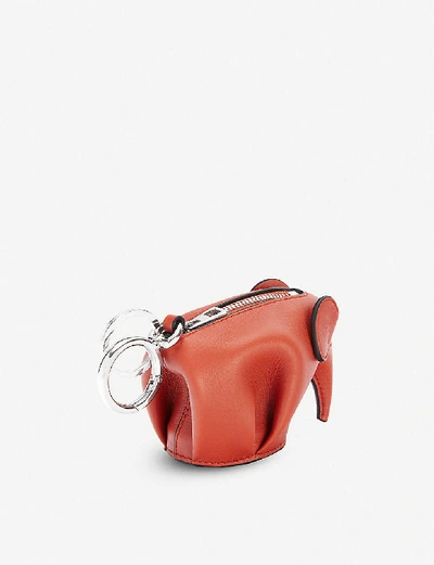 Shop Loewe Elephant Leather Coin Purse Charm In Pumpkin