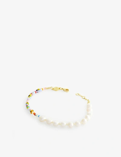 Shop Anni Lu Womens Gold Pearly Alaia 18ct Yellow Gold-plated Vermeil Brass, Beaded And Freshwater Pearl Bracelet