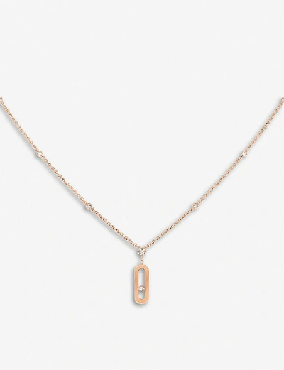 Shop Messika Womens Pink Gold Move Uno 18ct Rose-gold And Diamond Necklace