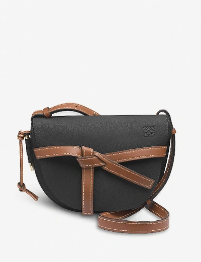 Shop Loewe Gate Small Leather Cross-body Bag In Black/pecan+color