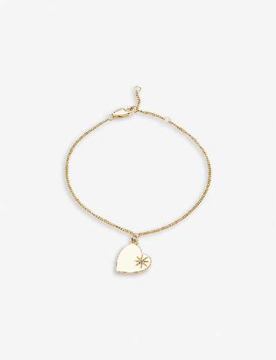 Shop Rachel Jackson Womens 22 Carat Gold Plated Heart 22ct Gold-plated Vermeil Sterling Silver And Diamond Bracelet 1siz