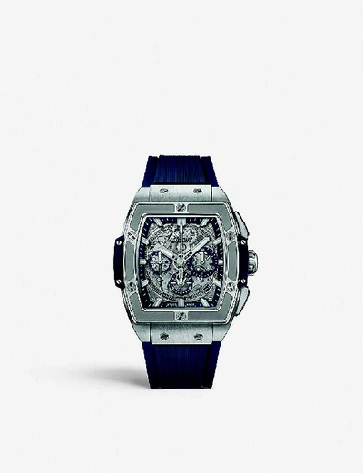 Shop Hublot 641.nx.7170.lr Spirit Of Big Bang Titanium And Rubber Watch In Blue
