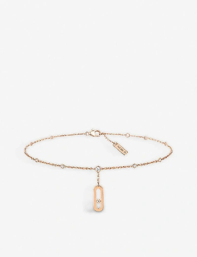 Shop Messika Women's Pink Gold Move Uno 18ct Rose-gold And Diamond Anklet