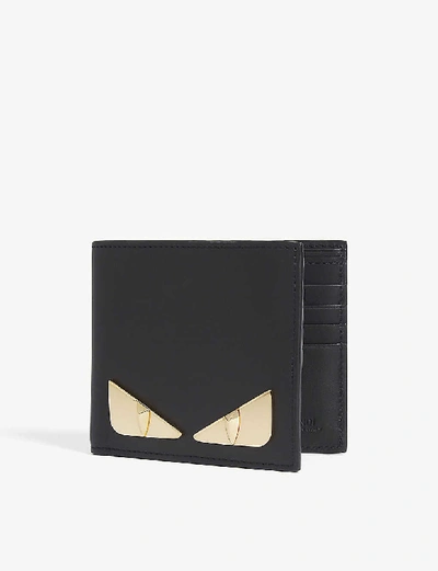 Shop Fendi Black Gold Bag Bugs Leather Billfold Wallet