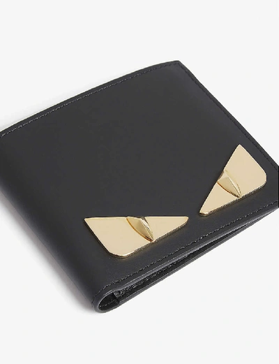 Shop Fendi Black Gold Bag Bugs Leather Billfold Wallet