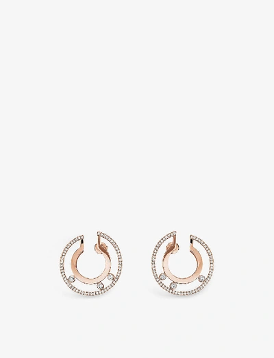 Shop Messika Women's Pink Gold Move Romane 18ct Rose-gold And Diamond Earrings