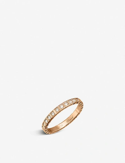 Shop Chopard Ice Cube Pure 18ct Rose-gold And Diamond Ring In Rose Gold