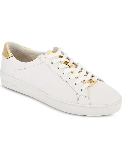 Shop Michael Michael Kors Womens White Irving Leather Trainers 3.5
