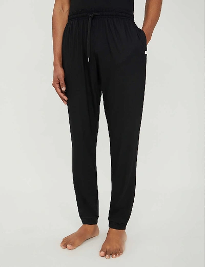 Shop Derek Rose Men's Black Basel Stretch-modal Pyjama Bottoms