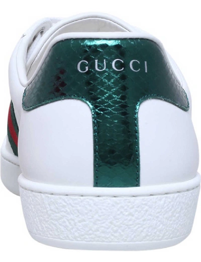 Shop Gucci New Ace Tiger-embroidered Leather Trainers In White