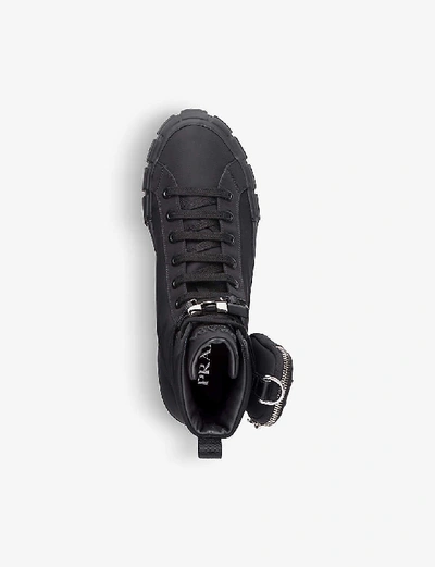 Shop Prada Wheel Recycled-nylon High-top Trainers In Black