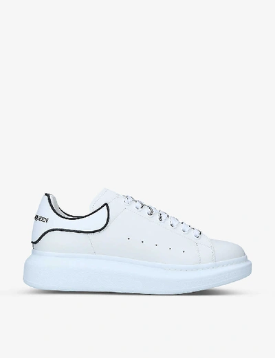 Shop Alexander Mcqueen Men's Show Leather Trainers In White