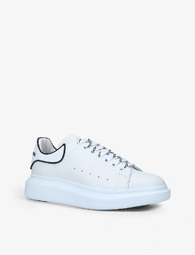Shop Alexander Mcqueen Men's Show Leather Trainers In White