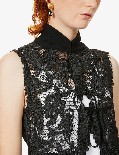 Shop Ann Demeulemeester High-neck Sleeveless Lace Vest In Elegy+black