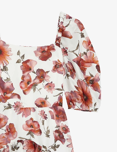 Shop The Kooples Floral-print Silk-crepe Wrap Dress In Ecr01
