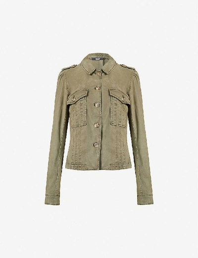 Shop Paige Pacey Woven Jacket In Vintage+ivy+green